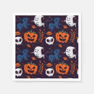 Halloween Ghost Pumpkins, Skulls und Katzen Serviette