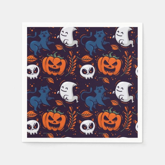 Halloween Ghost Pumpkins, Skulls und Katzen Serviette (Vorderseite)