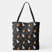 Halloween Ghost, Pumpkins und Schwarze Katzen Tasche (Rückseite)