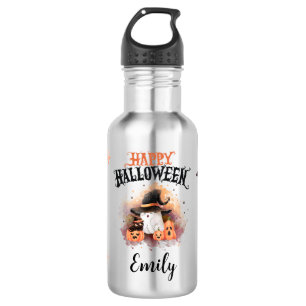 Halloween Ghost & Pumpkins Wasserflasche