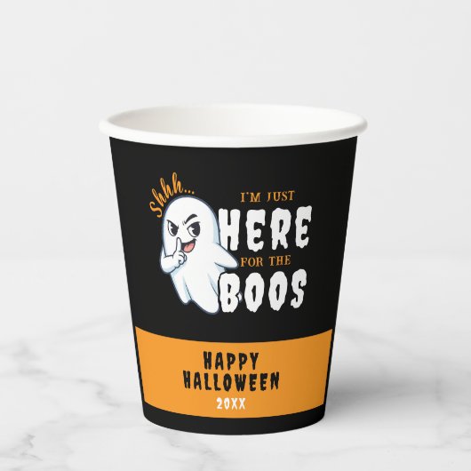 Halloween Ghost Pun Just Here for Boos Pappbecher (Vorderseite)