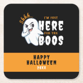 Halloween Ghost Pun Just Here for Boos Rechteckiger Pappuntersetzer (Vorderseite)
