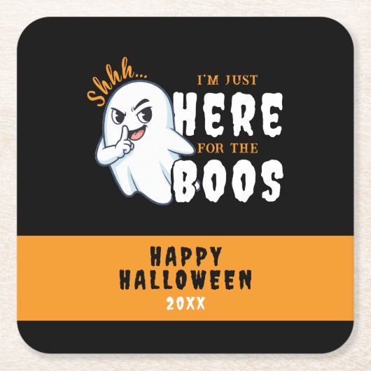 Halloween Ghost Pun Just Here for Boos Rechteckiger Pappuntersetzer (Vorderseite)