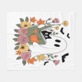 Halloween Ghost Reading Book Cat Fleecedecke (Vorderseite (Horizontal))