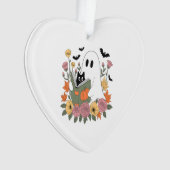 Halloween Ghost Reading Book Cat Ornament (Vorderseite)