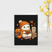 Halloween Ghost Reading Book Lovers Coffee Girl Wo Karte (Gelbe Blume)