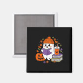 Halloween Ghost Reading Book Lovers Ghost Coffee W Magnet (Vorderseite/Rückseite)