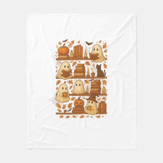 Halloween Ghost Reading Books Lover Fleecedecke (Vorderseite)