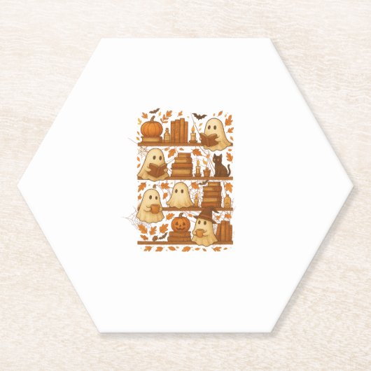 Halloween Ghost Reading Books Lover Untersetzer (Vorderseite)