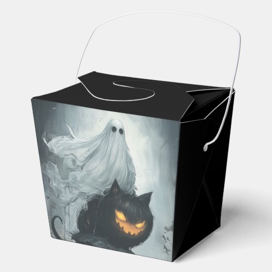 Halloween Ghost Riding a Black Cat Geschenkschachtel (Vorderseite)
