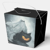 Halloween Ghost Riding a Black Cat Geschenkschachtel (Rückseite)