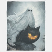 Halloween Ghost Riding a Black Fleecedecke (Vorderseite)