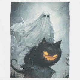 Halloween Ghost Riding a Black Fleecedecke