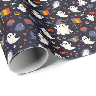 Halloween Ghost Rumänische Flaggenfarben Geschenkpapier