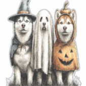 Halloween Ghost Siberian Husky Dog Aufkleber (Vorderseite)