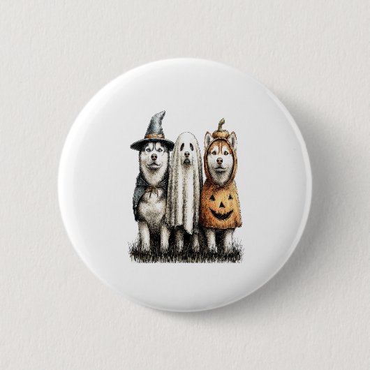 Halloween Ghost Siberian Husky Dog Button (Vorderseite)
