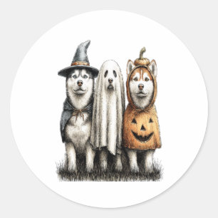 Halloween Ghost Siberian Husky Dog Runder Aufkleber