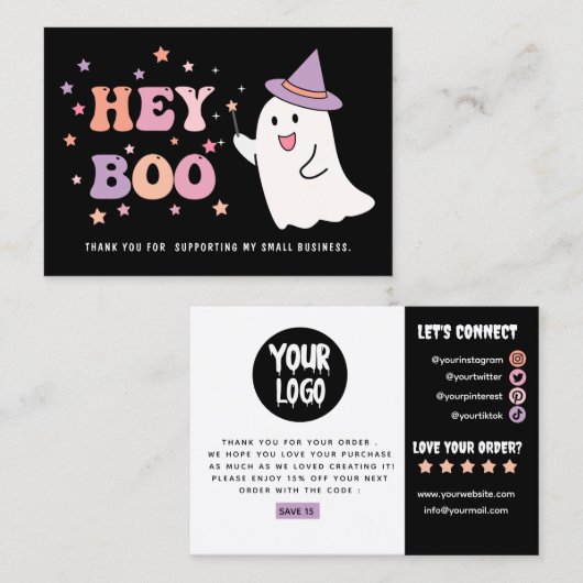 Halloween Ghost Small Business Vielen Dank Visitenkarte (Vorne/Hinten)