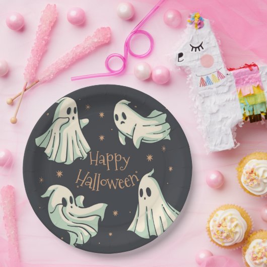 Halloween Ghost Spooktacular Happy Halloween Pappteller (Party)