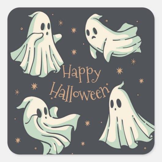 Halloween Ghost Spooktacular Happy Halloween Quadratischer Aufkleber (Vorderseite)