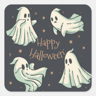 Halloween Ghost Spooktacular Happy Halloween Quadratischer Aufkleber