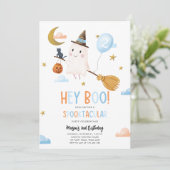 Halloween Ghost Spooktacular Hey Boo Boy Birthday Einladung (Stehend Vorderseite)