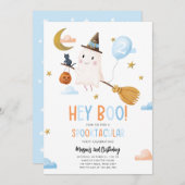 Halloween Ghost Spooktacular Hey Boo Boy Birthday Einladung (Vorne/Hinten)