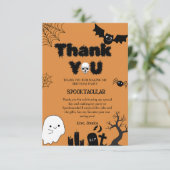 Halloween Ghost Spooky Geburtstagsparty Dankeskarte (Stehend Vorderseite)