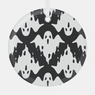 Halloween Ghost Spooky Nahtloses Muster Ornament Aus Glas