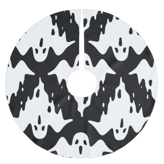 Halloween Ghost Spooky Nahtloses Muster Polyester Weihnachtsbaumdecke (Vorderseite)