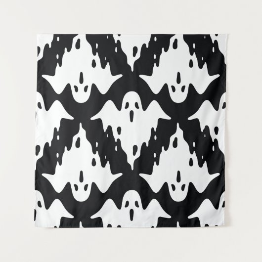 Halloween Ghost Spooky Nahtloses Muster Wandteppich (Vorderseite)
