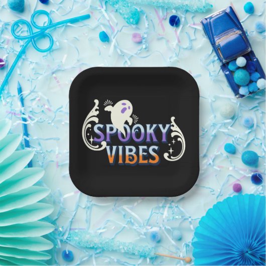 Halloween Ghost Spooky Vibes Typografy Letting Pappteller (Party)