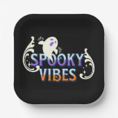 Halloween Ghost Spooky Vibes Typografy Letting Pappteller (Vorderseite)