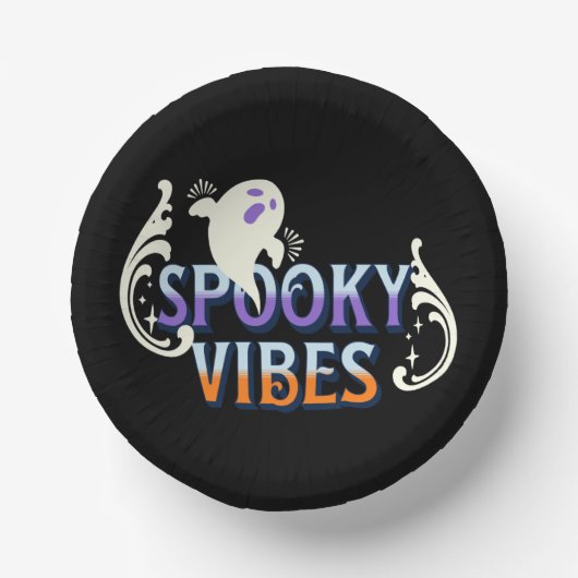 Halloween Ghost Spooky Vibes Typografy Letting Pappteller (Vorderseite)
