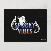 Halloween Ghost Spooky Vibes Typografy Letting Postkarte (Rückseite)