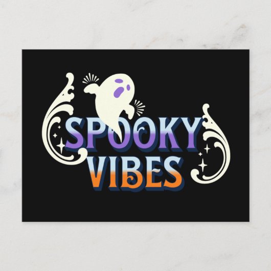 Halloween Ghost Spooky Vibes Typografy Letting Postkarte (Vorderseite)
