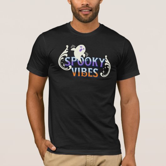 Halloween Ghost Spooky Vibes Typografy Letting T-Shirt (Vorderseite)