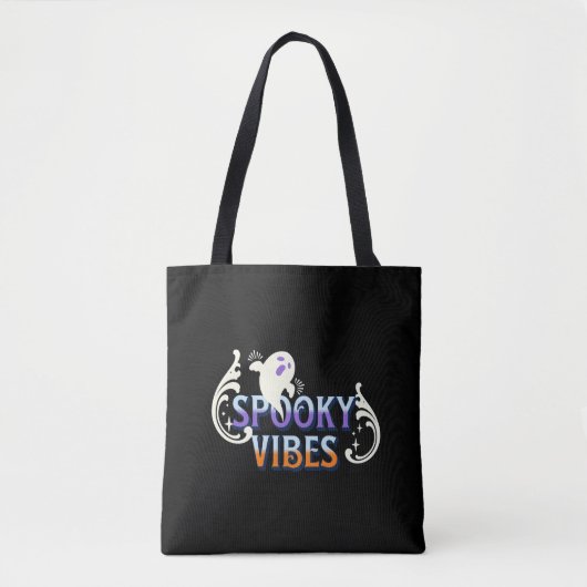 Halloween Ghost Spooky Vibes Typografy Letting Tasche (Vorderseite)