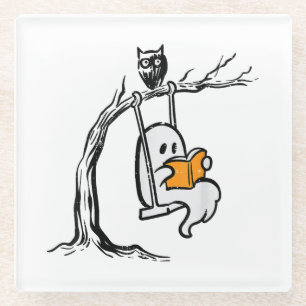 Halloween Ghost Swing Reading Glasuntersetzer