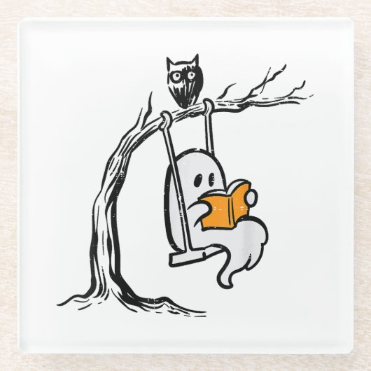 Halloween Ghost Swing Reading Glasuntersetzer (Vorderseite)