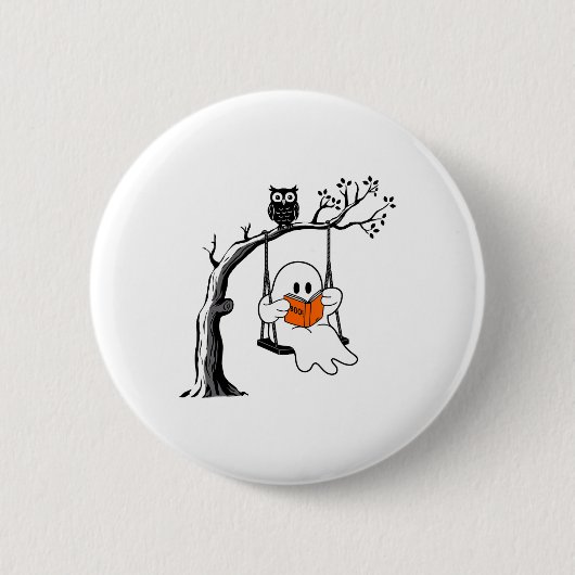 Halloween Ghost Swing Reading Vintage Kostümkuppel Button (Vorderseite)