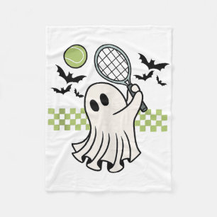 Halloween Ghost Tennis Player Retro Spooky Saison Fleecedecke
