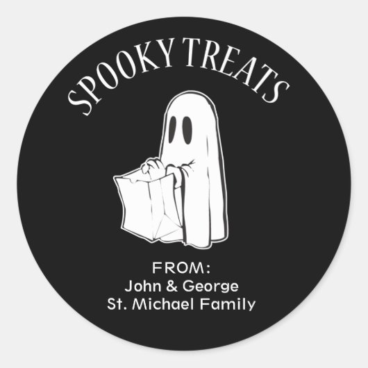 Halloween Ghost Trick oder Treat Labels Runder Aufkleber (Vorderseite)