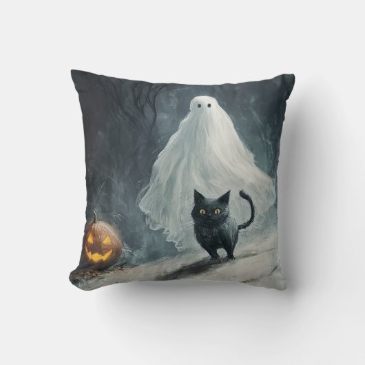 Halloween Ghost und Black Cat Kissen (Vorderseite)