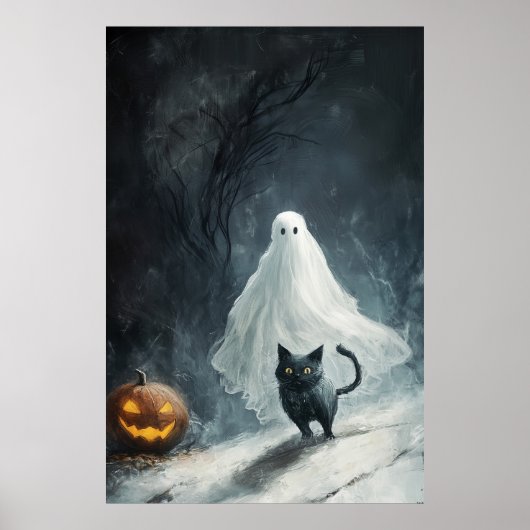 Halloween Ghost und Black Cat Poster (Vorne)