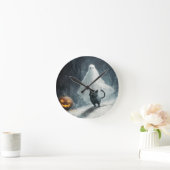 Halloween Ghost und Black Cat Runde Wanduhr (Zuhause)