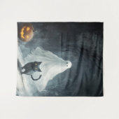 Halloween Ghost und Black Cat Wandteppich (Vorderseite (Horizontal))