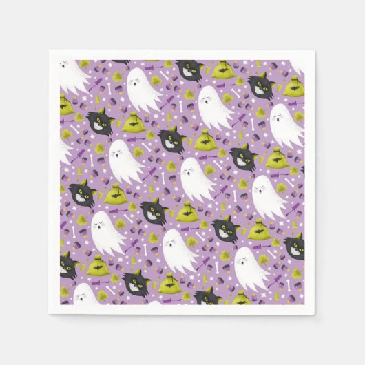 Halloween Ghost und Black Cats Serviette (Vorderseite)