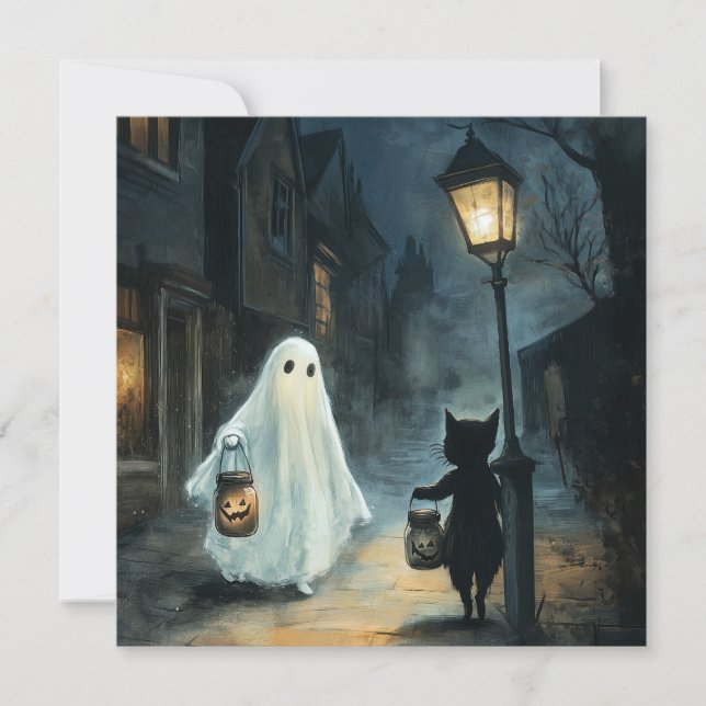 Halloween Ghost und Cat-Begegnung (Vorderseite)
