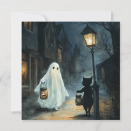 Halloween Ghost und Cat-Begegnung